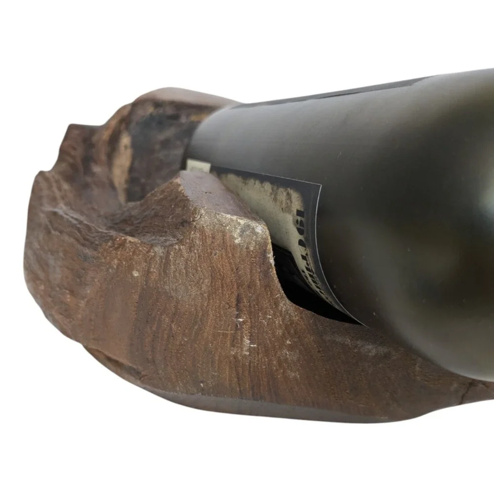 Natural Hand Carved Root Wood Wine Bottle Holders Live Edge Bottle Stand